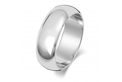 9ct White Gold D Shape 7mm Heavyweight Band